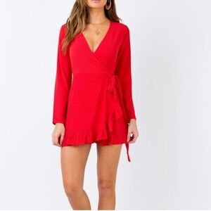 Elegant Red Wrap Dress